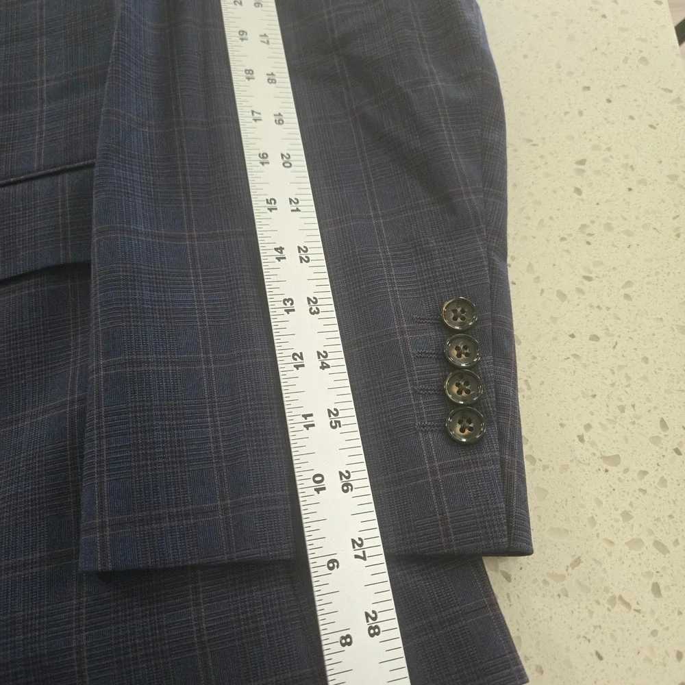 Murano Mens 3 Piece Suit 4XB Navy Blue Plaid Blazer Vest Pant Big Tall NWT 48x30